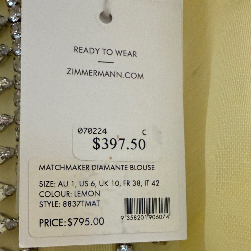 Zimmermann Yellow Crystal Embellished Blouse NWT - Picture 2 of 7